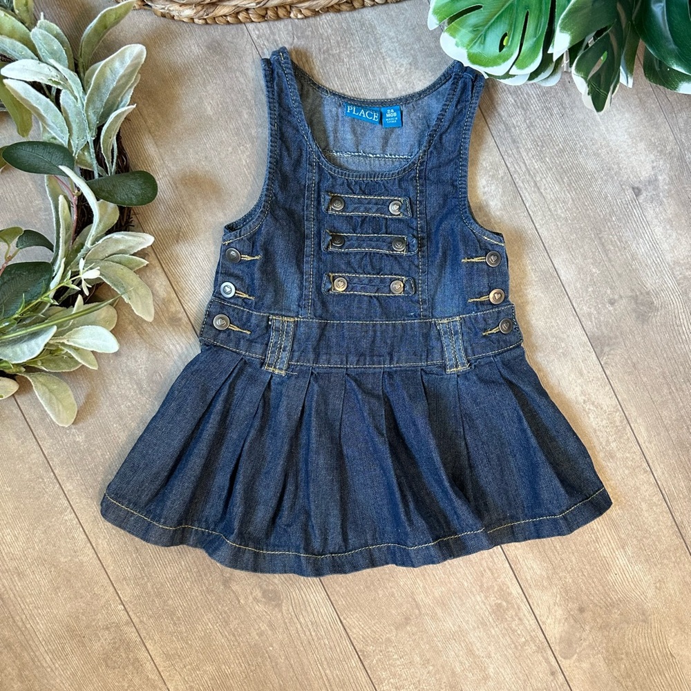 Vintage Childen’s Place Toddler Girl Denim Jumper Overalls Dress Size 24 Months - Picture 10 of 12